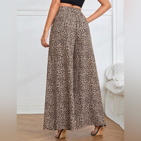 Wide leg pants brown black animal print - Picture 3 of 4